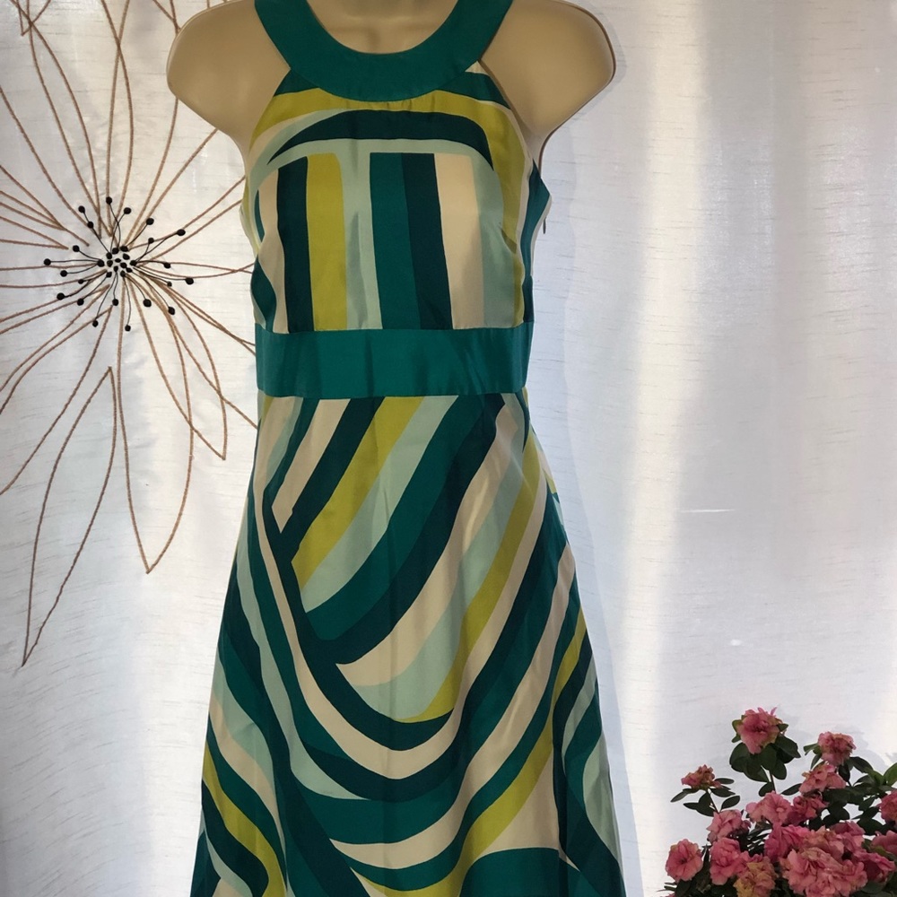 Ann Taylor Dress Multi-color Green